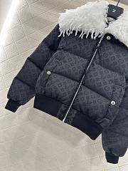 Okify Louis Vuitton Fur Collar Jacquard Down Jacket Unisex - 5