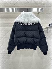 Okify Louis Vuitton Fur Collar Jacquard Down Jacket Unisex - 2