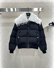 Okify Louis Vuitton Fur Collar Jacquard Down Jacket Unisex - 1