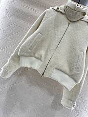 Okify Moncler White Wool Down Jacket With Detachable Hood - 5