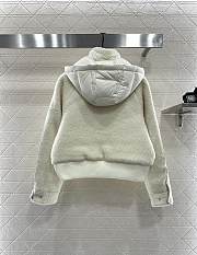 Okify Moncler White Wool Down Jacket With Detachable Hood - 3
