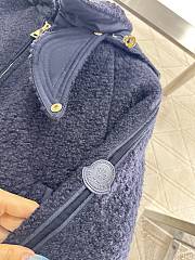 Okify Moncler Dark Blue Wool Down Jacket With Detachable Hood - 5
