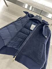 Okify Moncler Dark Blue Wool Down Jacket With Detachable Hood - 3