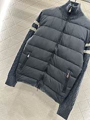 Okify Moncler Gray Stand Collar Paneled Zipper Down Jacket Unisex - 3