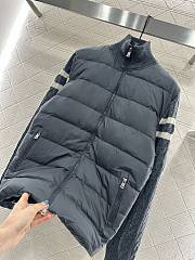 Okify Moncler Gray Stand Collar Paneled Zipper Down Jacket Unisex - 5