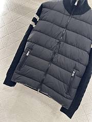 Okify Moncler Black Stand Collar Paneled Zipper Down Jacket Unisex - 6