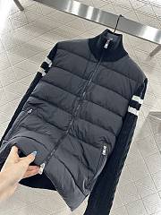 Okify Moncler Black Stand Collar Paneled Zipper Down Jacket Unisex - 2