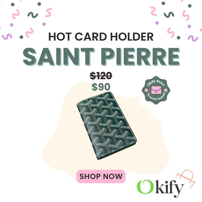 Okify Goyard Saint Pierre Green Bifold Card Holder 11x7.5x2cm - 1