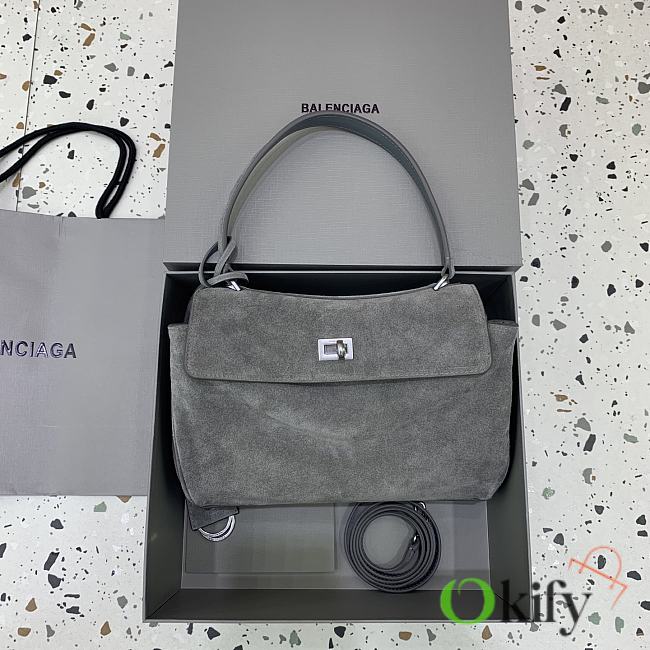 Okify Balenciaga Small Rodeo Bag In Gray Suede 29x20x10cm - 1