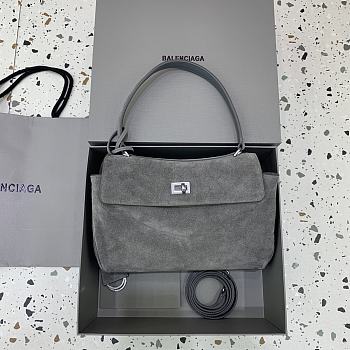 Okify Balenciaga Small Rodeo Bag In Gray Suede 29x20x10cm