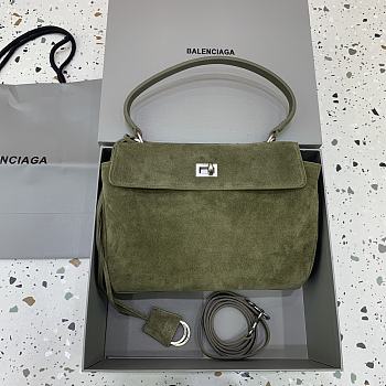 Okify Balenciaga Small Rodeo Bag In Green Suede 29x20x10cm