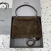 Okify Balenciaga Rodeo Medium Bag In Dark Brown Suede 34x11x24cm - 5