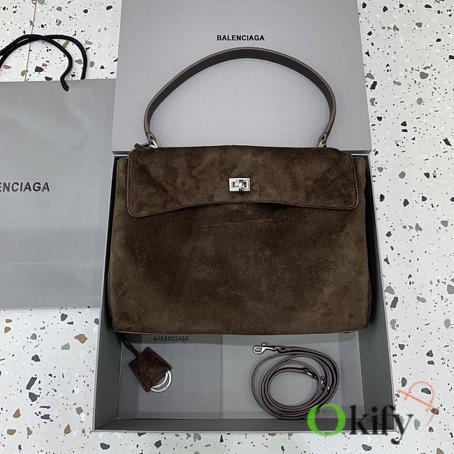 Okify Balenciaga Rodeo Medium Bag In Dark Brown Suede 34x11x24cm - 1