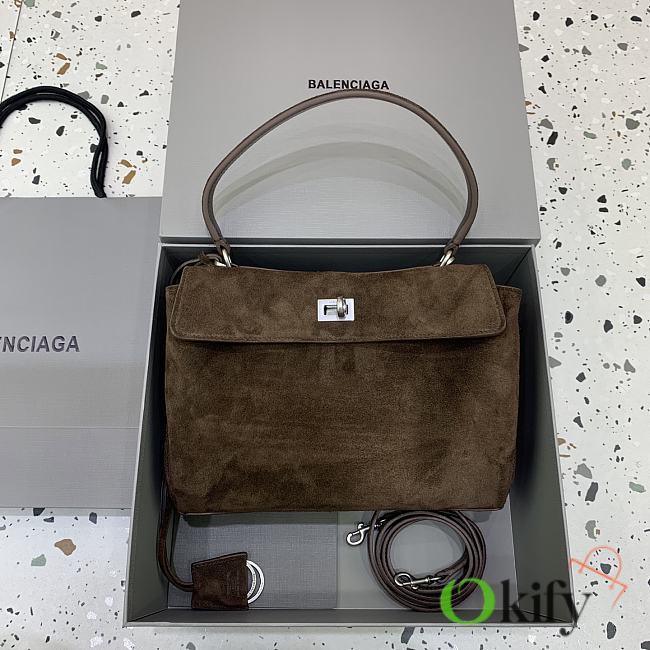 Okify Balenciaga Small Rodeo Bag In Dark Brown Suede 29x20x10cm - 1