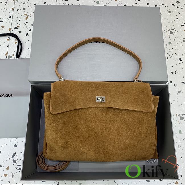 Okify Balenciaga Rodeo Medium Bag In Brown Caramel Suede 34x11x24cm - 1