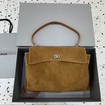 Okify Balenciaga Rodeo Medium Bag In Brown Caramel Suede 34x11x24cm