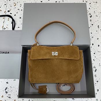 Okify Balenciaga Small Rodeo Bag In Brown Caramel Suede 29x20x10cm