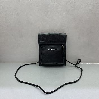 Okify Balenciaga Explorer Small Pouch With Strap In Black 15.5x4x19cm