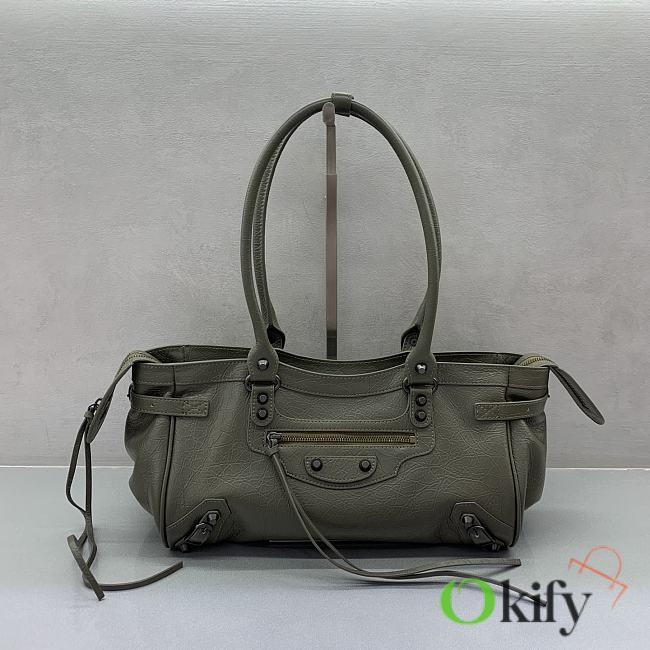 Okify Balenciaga Le City Bag In Olive Green 31x19x9cm  - 1