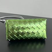 Okify Bottega Veneta Concert Pouch Intrecciato Bag In Silver And Green 18.5x11.5x8.5cm - 5