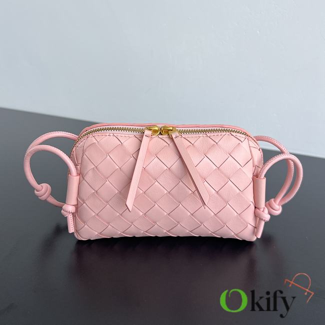 Okify Bottega Veneta Concert Pouch Intrecciato Bag In Pink 18.5x11.5x8.5cm - 1
