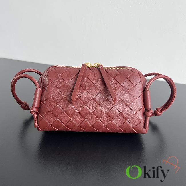 Okify Bottega Veneta Concert Pouch Intrecciato Bag In Red 18.5x11.5x8.5cm - 1