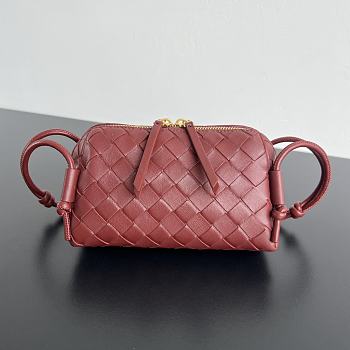 Okify Bottega Veneta Concert Pouch Intrecciato Bag In Red 18.5x11.5x8.5cm