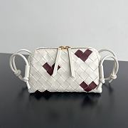 Okify Bottega Veneta Concert Pouch Intrecciato Bag In White With Red Heart 18.5x11.5x8.5cm - 1