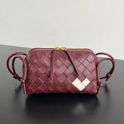 Okify Bottega Veneta Concert Pouch Intrecciato Bag In Red With White Heart 18.5x11.5x8.5cm - 1