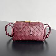 Okify Bottega Veneta Concert Pouch Intrecciato Bag In Dark Red 18.5x11.5x8.5cm - 1