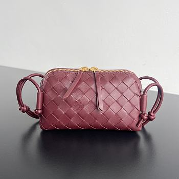 Okify Bottega Veneta Concert Pouch Intrecciato Bag In Dark Red 18.5x11.5x8.5cm