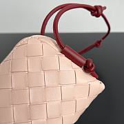 Okify Bottega Veneta Concert Pouch Intrecciato Bag In Light Pink With Red Strap 18.5x11.5x8.5cm - 6