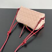 Okify Bottega Veneta Concert Pouch Intrecciato Bag In Light Pink With Red Strap 18.5x11.5x8.5cm - 4