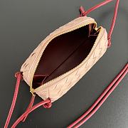 Okify Bottega Veneta Concert Pouch Intrecciato Bag In Light Pink With Red Strap 18.5x11.5x8.5cm - 3