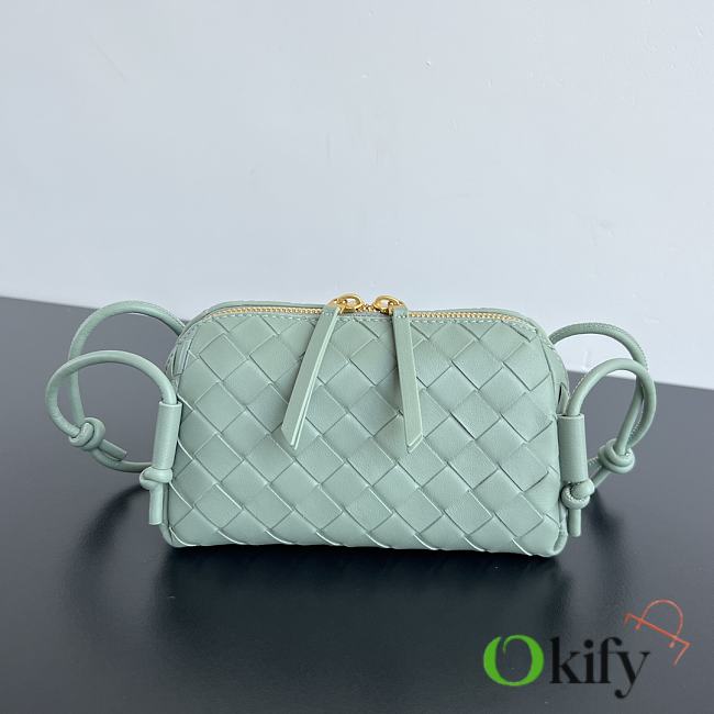 Okify Bottega Veneta Concert Pouch Intrecciato Bag In Mint Green 18.5x11.5x8.5cm - 1