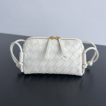 Okify Bottega Veneta Concert Pouch Intrecciato Bag In White 18.5x11.5x8.5cm