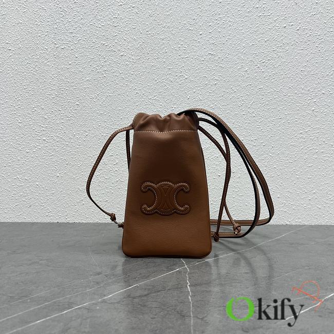 Okify Celine Triomphe Phone Pouch In Brown 20.5x12cm - 1