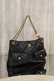 Okify CC 25K Hobo Shopping Bag In Black Lambskin 38x26x11cm - 5