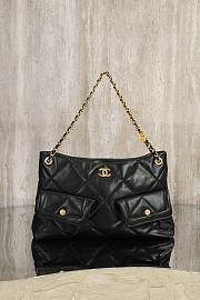 Okify CC 25K Hobo Shopping Bag In Black Lambskin 38x26x11cm - 1