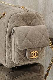 Okify CC 25K Bowling Bag In Gray Suede 15.5x24x11.5cm - 5