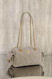 Okify CC 25K Bowling Bag In Gray Suede 15.5x24x11.5cm - 4