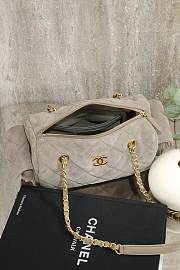 Okify CC 25K Bowling Bag In Gray Suede 15.5x24x11.5cm - 3