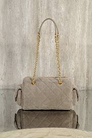 Okify CC 25K Bowling Bag In Gray Suede 15.5x24x11.5cm - 2