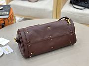 Okify Chloe Paddington Bag In Burgundy Grained Leather 36x18x16cm - 4