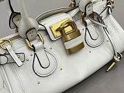 Okify Chloe Paddington Bag In White Grained Leather 36x18x16cm - 5