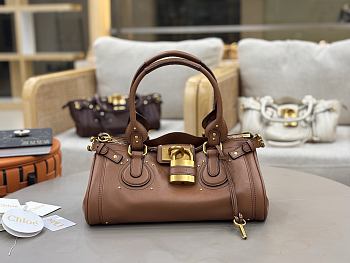 Okify Chloe Paddington Bag In Brown Grained Leather 36x18x16cm