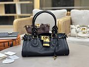 Okify Chloe Paddington Bag In Black Grained Leather 36x18x16cm - 1