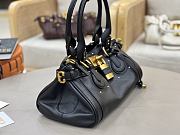 Okify Chloe Paddington Bag In Black Grained Leather 36x18x16cm - 2