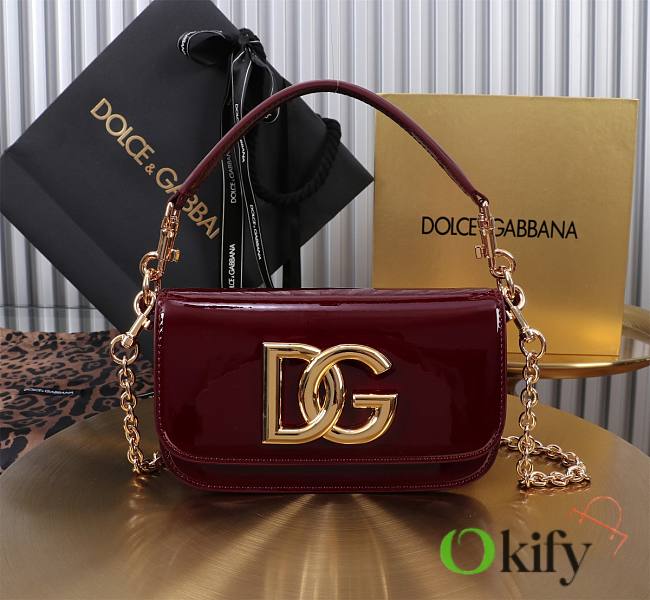 Okify Dolce & Gabbana 3.5 Bag In Red Patent 11x19x5cm - 1