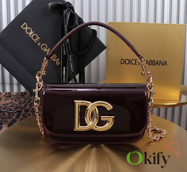 Okify Dolce & Gabbana 3.5 Bag In Dark Purple Patent 11x19x5cm - 1